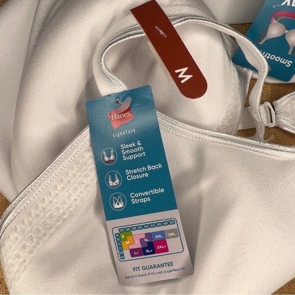 MEDIUM NEW HANES WHITE BRA LINED WIREFREE SOFT STRETCH COMFORTABLE - Picture 7 of 7